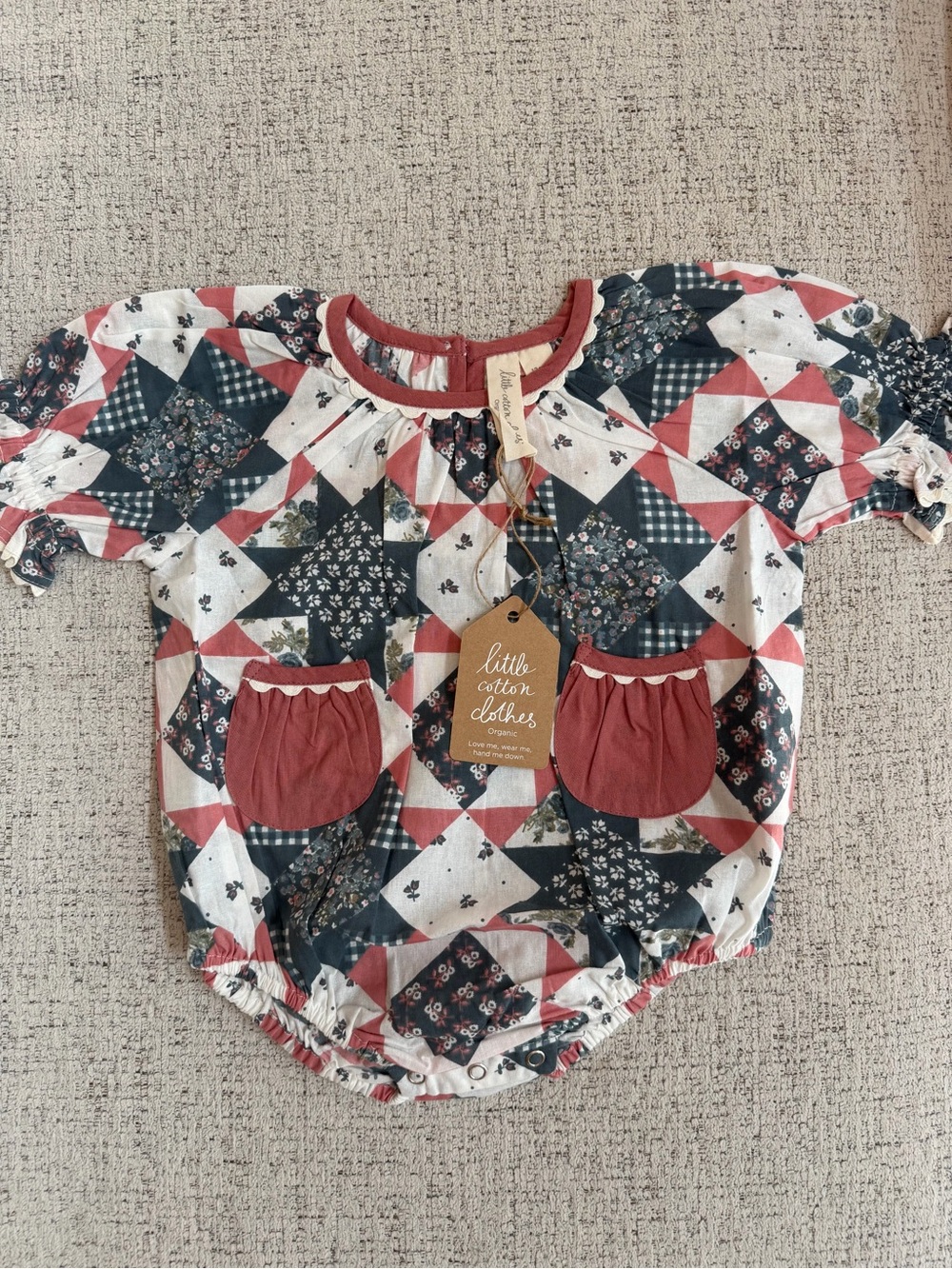 Little Cotton Clothes Romy Patchwork Bubble Romper